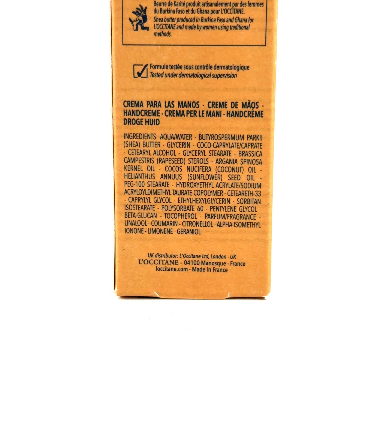 Loccitane CREME MAINS HAND CREAM, size 75ml — fabric detail