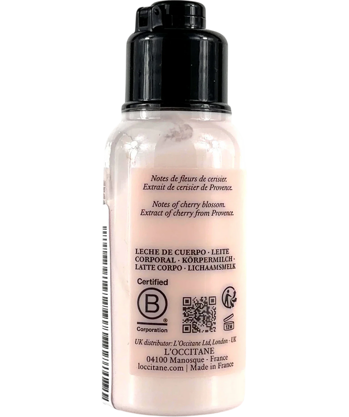 Loccitane Fleurs de Cerisier (Cherry Blossom) Perfumed Body Lotion, size 75ml — back