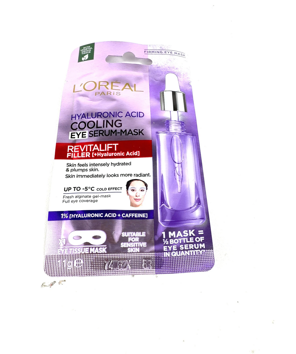 L'Oréal HYALURONIC ACID COOLING EYE SERUM-MASK, size 11g — care label