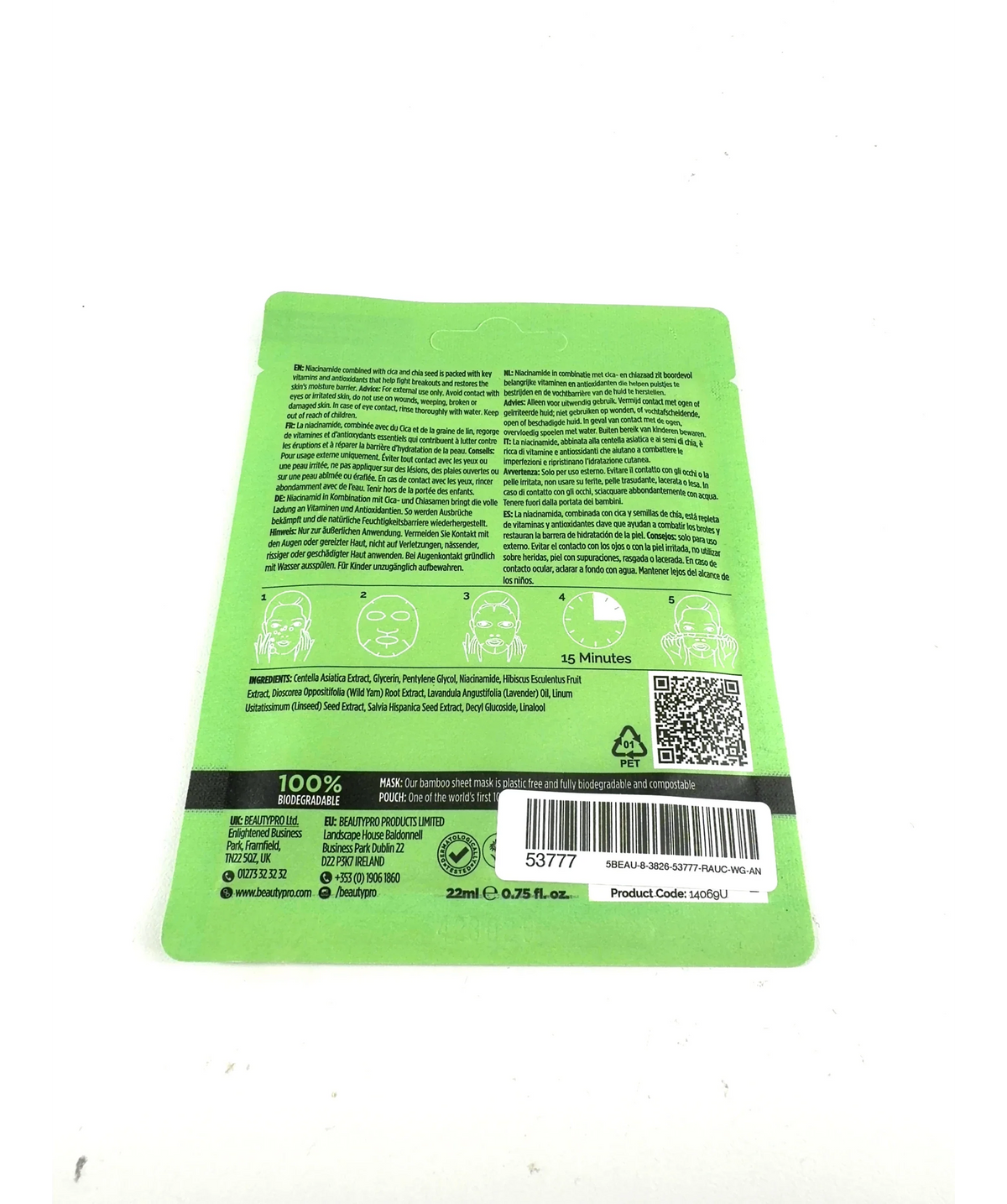 Beauty Pro CICA + NIACINAMIDE blemish control, size 22ml — fabric detail