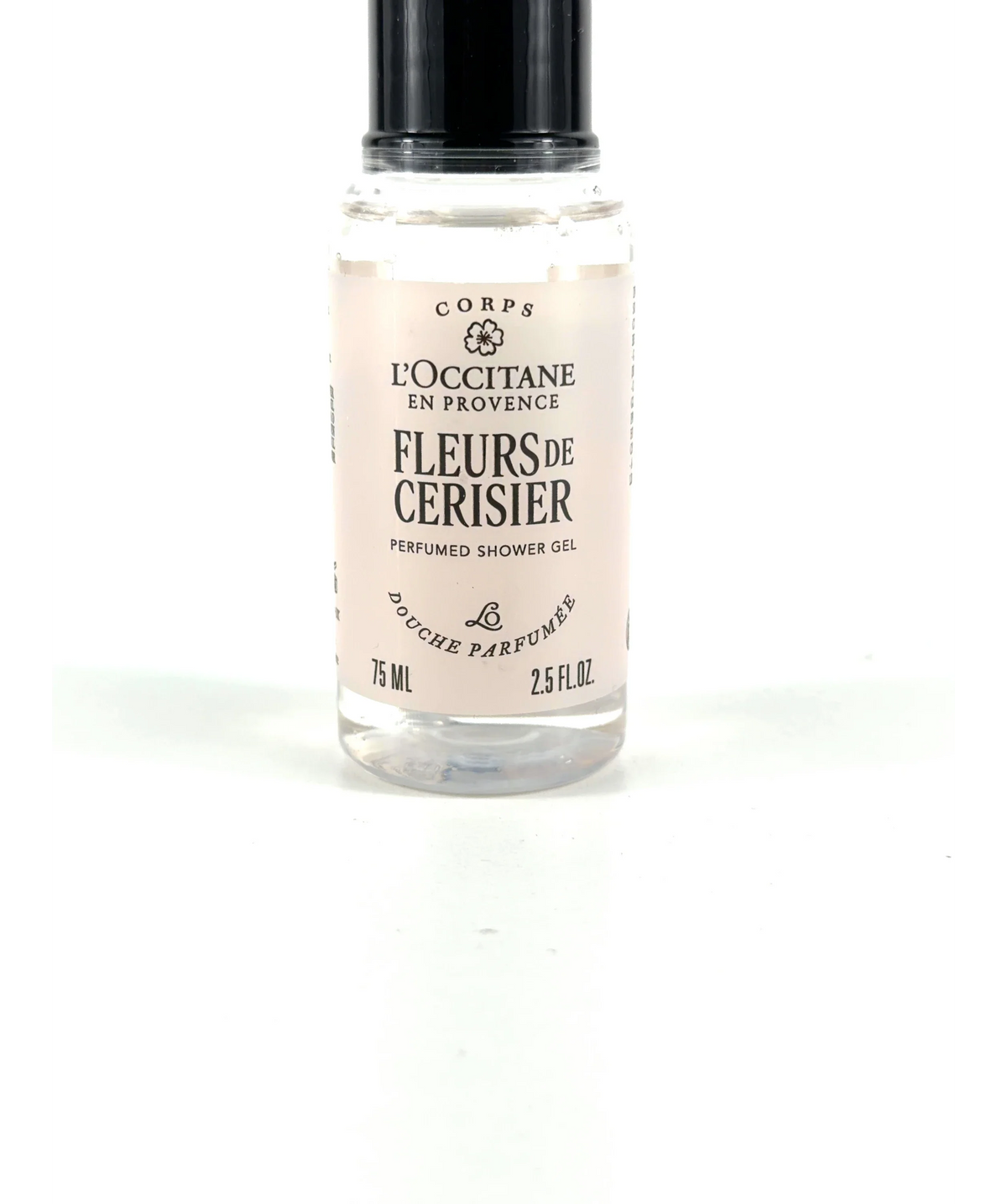 Loccitane Fleurs de Cerisier (Cherry Blossom) Perfumed Shower Gel, size 75ml — care label