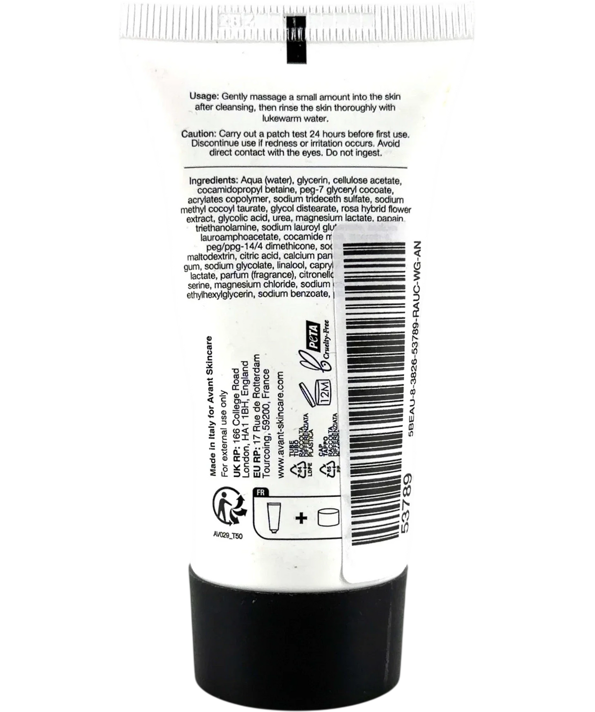 Avant Age Nutri-Revive Gentle Rose Beautifying Face Exfoliant, size 50ml — back