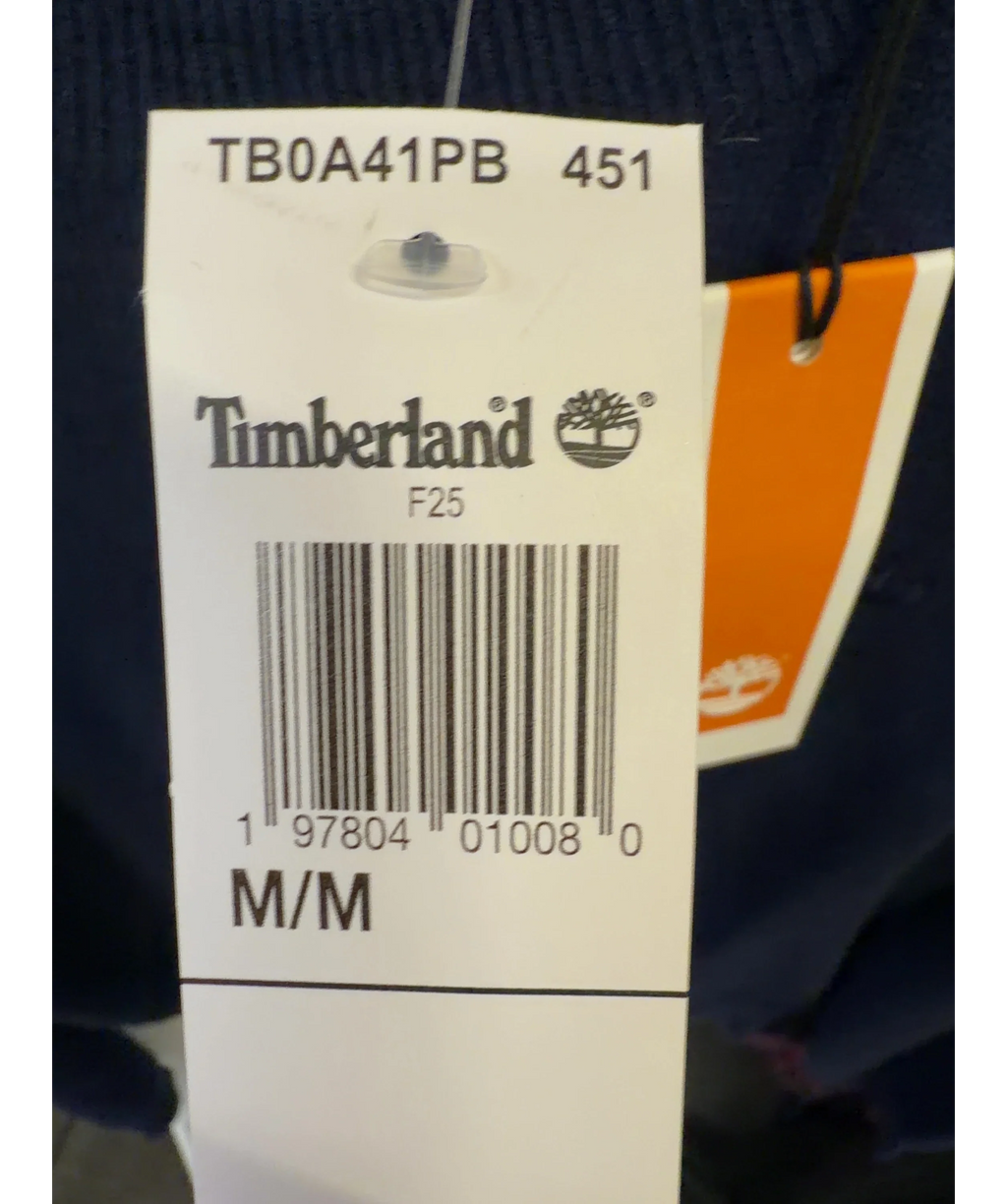Timberland navy merino blend crewneck sweater, size UK M — detail
