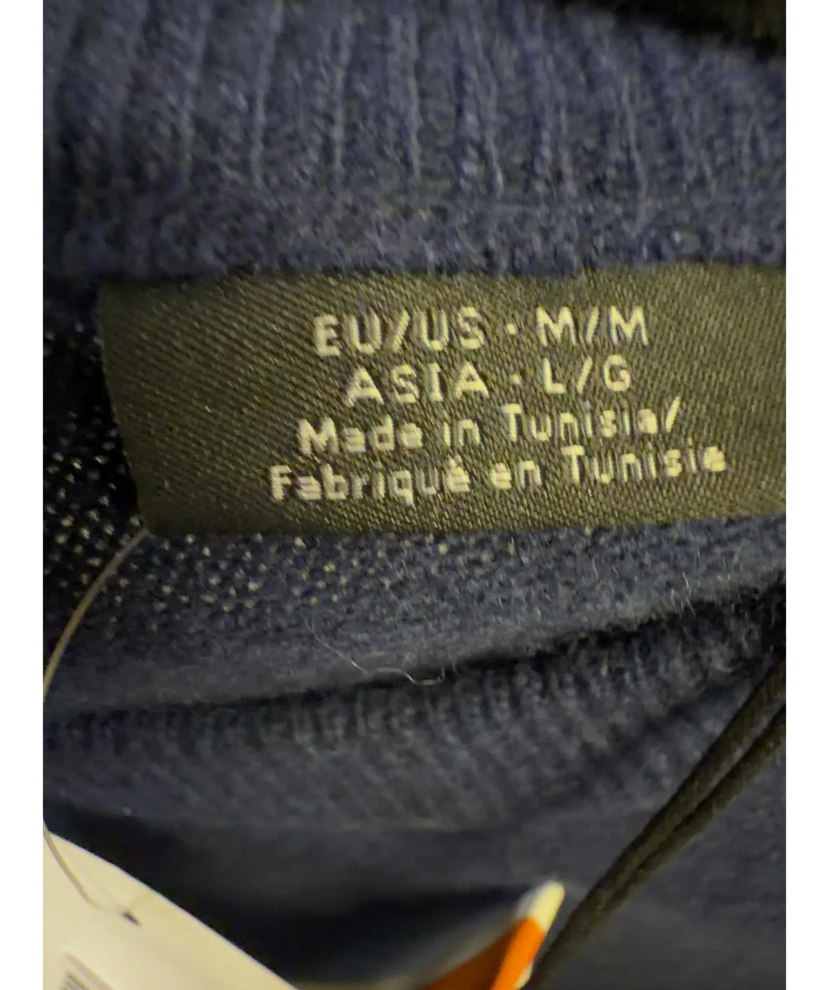 Timberland navy merino blend crewneck sweater, size UK M — care label