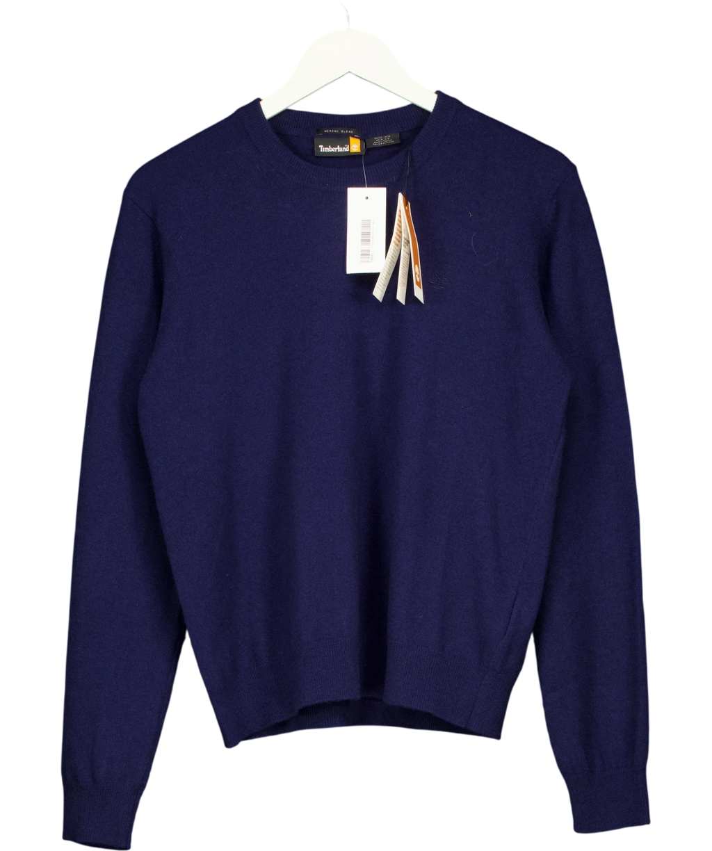 Timberland navy merino blend crewneck sweater, size UK M — front