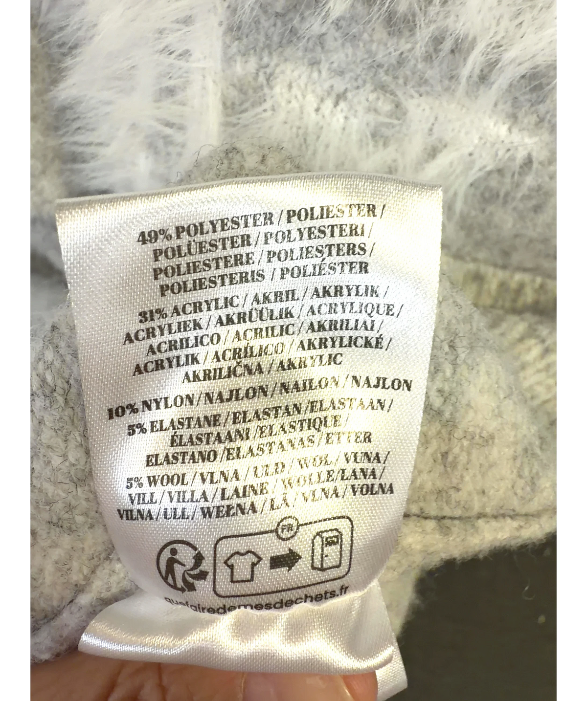 The Couture Club Grey Monogram Fluffy Knit Crew, size UK S — label