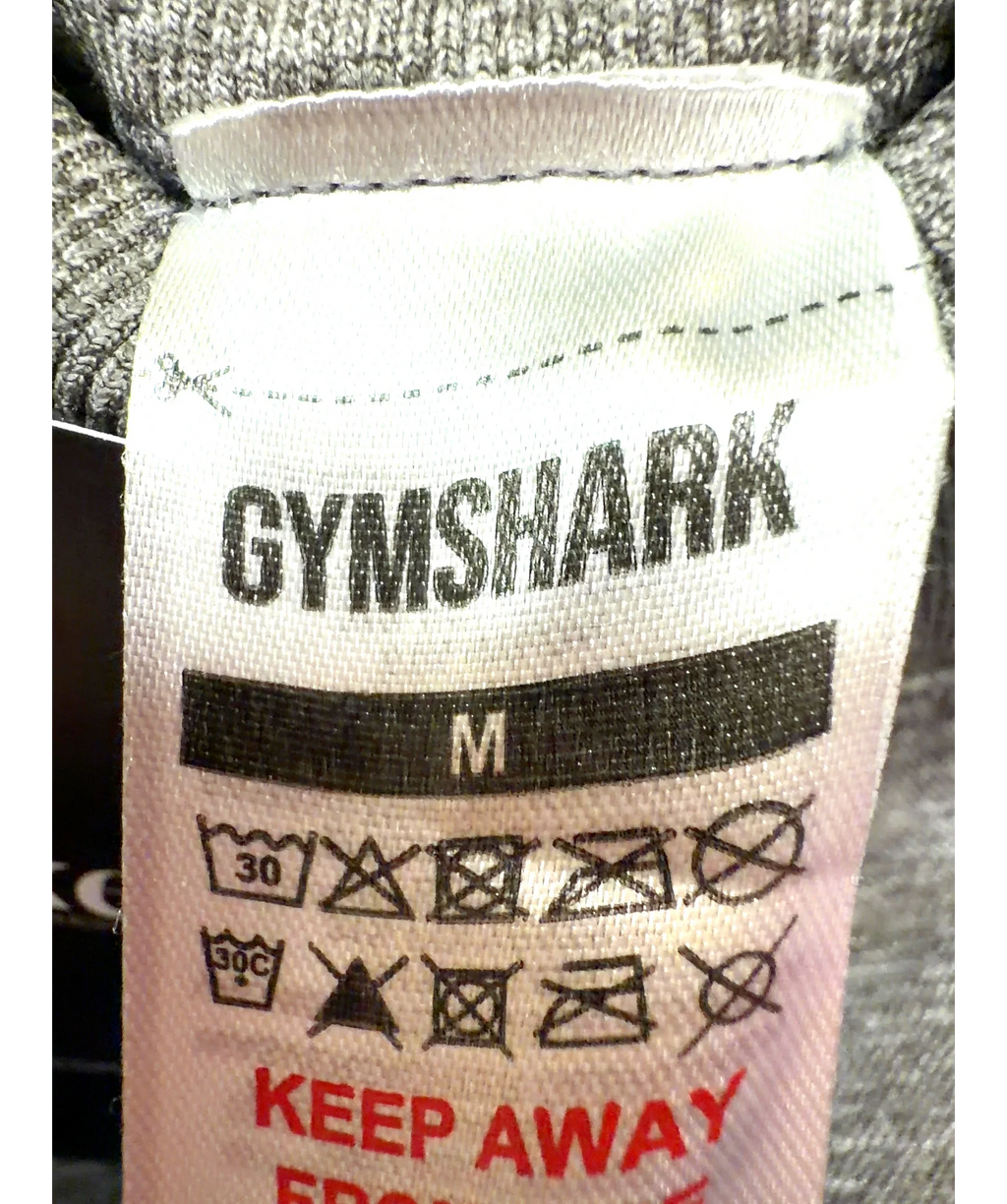 GYMSHARK Grey Colour, size UK M — care label