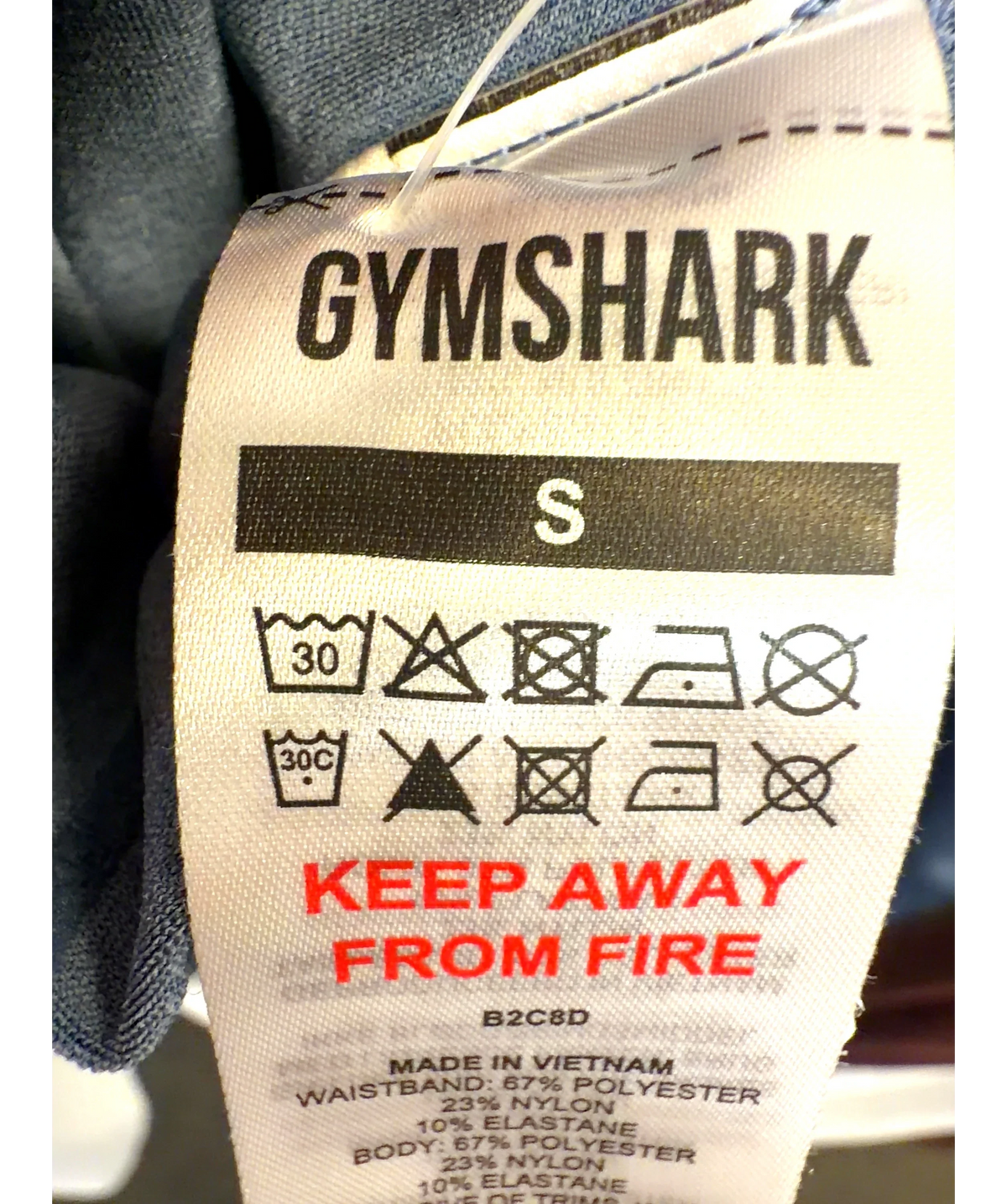 GYMSHARK Blue Colour, size UK S — care label