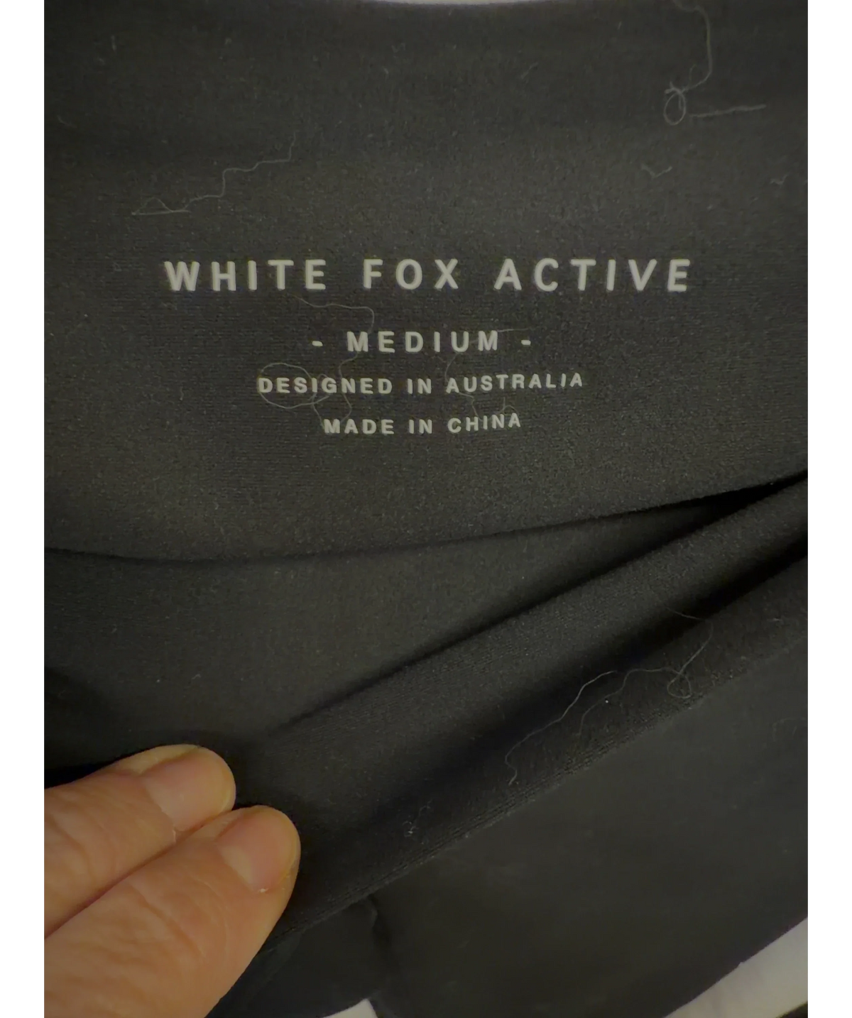 WHITE FOX Black Colour, size UK M — care label