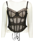 LOUNGE Black Zendaya Underwired Tulle Corset, size UK M — front