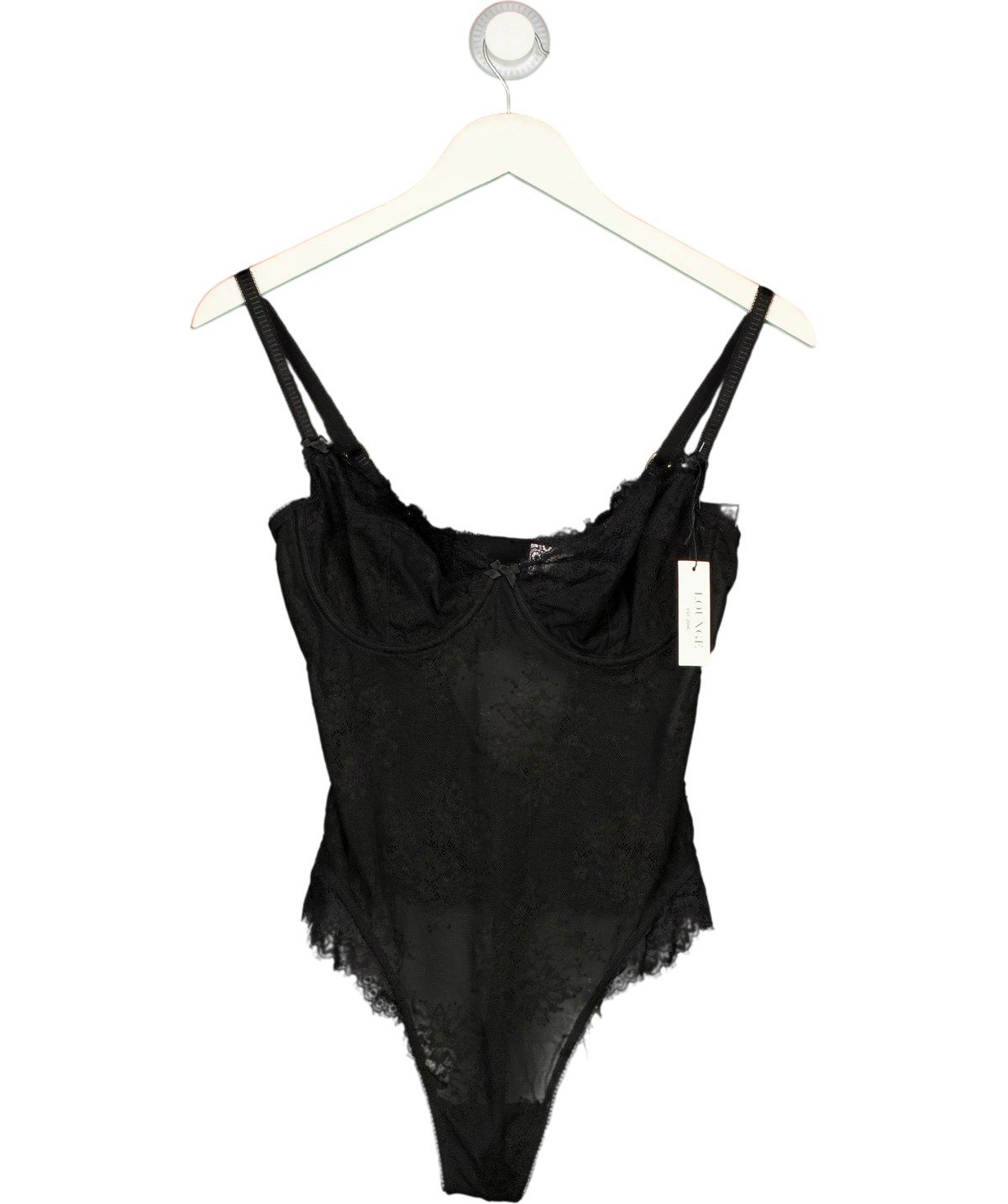 LOUNGE Black Sultry Bodysuit, size UK M — front