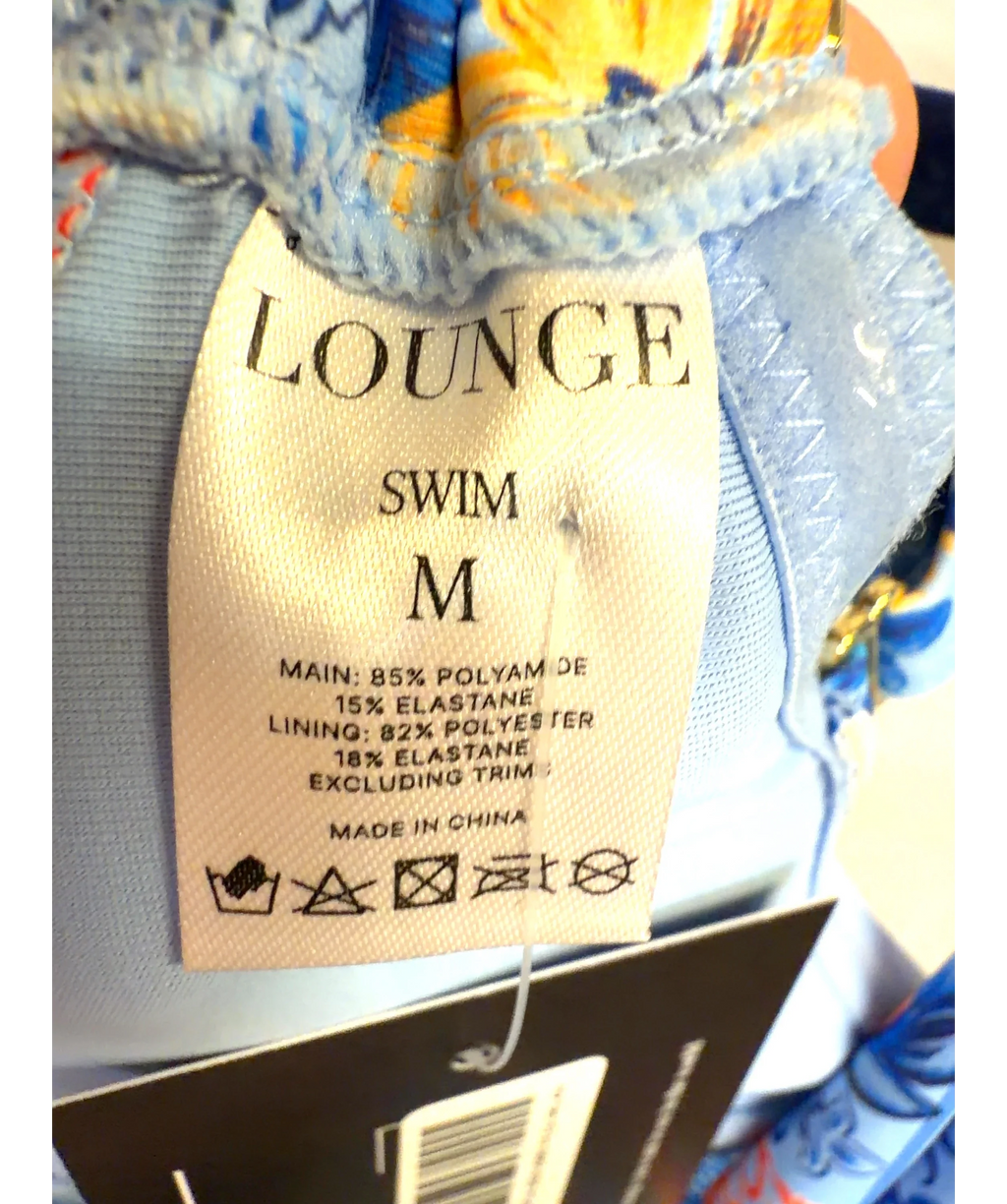 LOUNGE Blue Mosaic Bandeau Swimsuit, size UK M — detail
