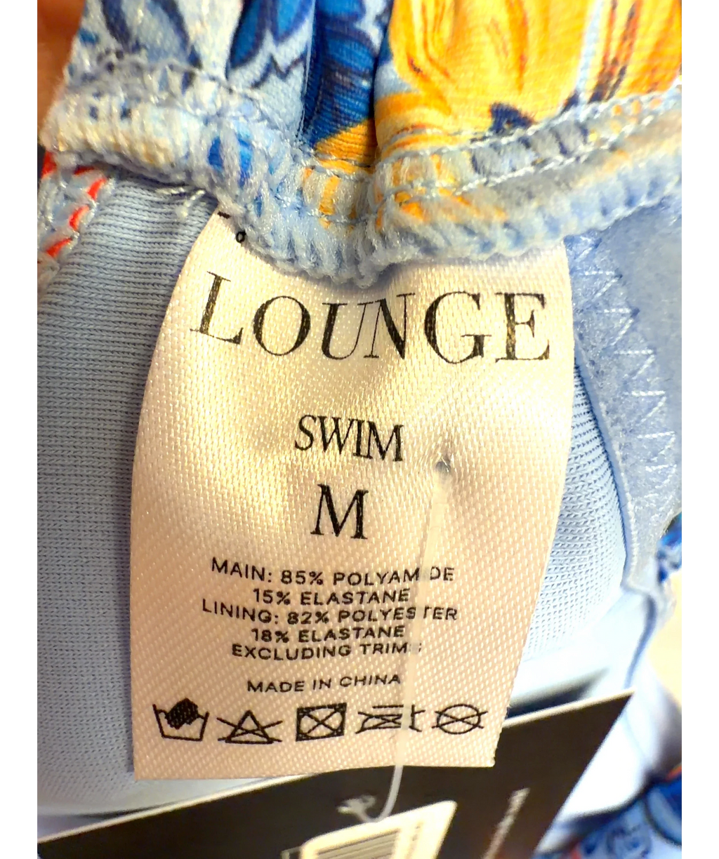 LOUNGE Blue Mosaic Bandeau Swimsuit, size UK M — label