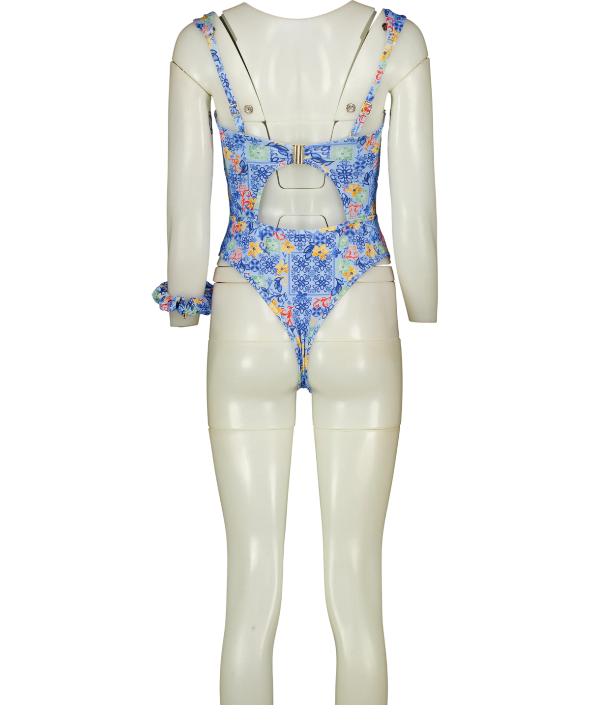LOUNGE Blue Mosaic Bandeau Swimsuit, size UK M — back