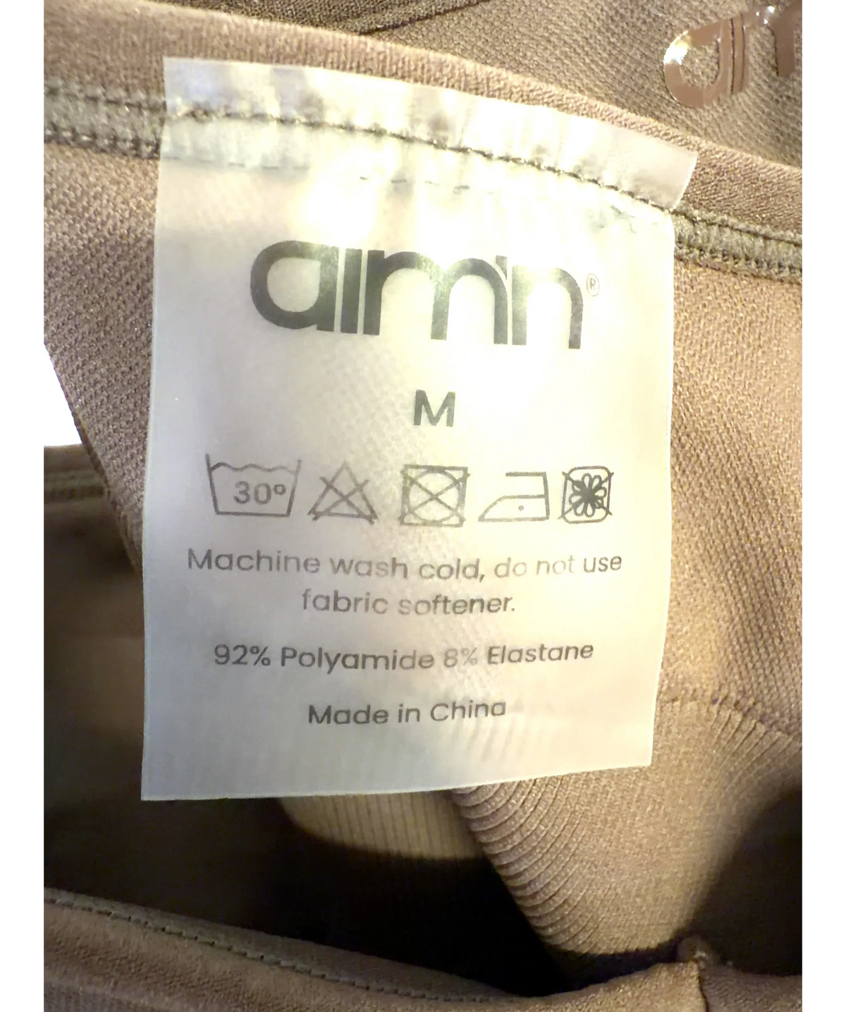 Aimn Brown Chocolate Shape Seamless Cross Back Bralette, size UK M — care label