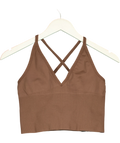 Aimn Brown Chocolate Shape Seamless Cross Back Bralette, size UK M — front