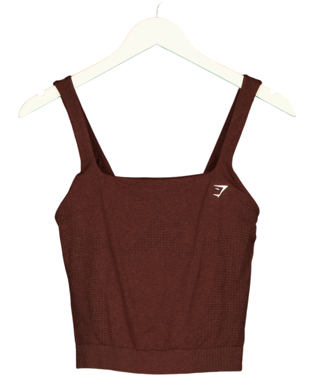 GYMSHARK Brown Vital Seamless Tank, size UK M — front