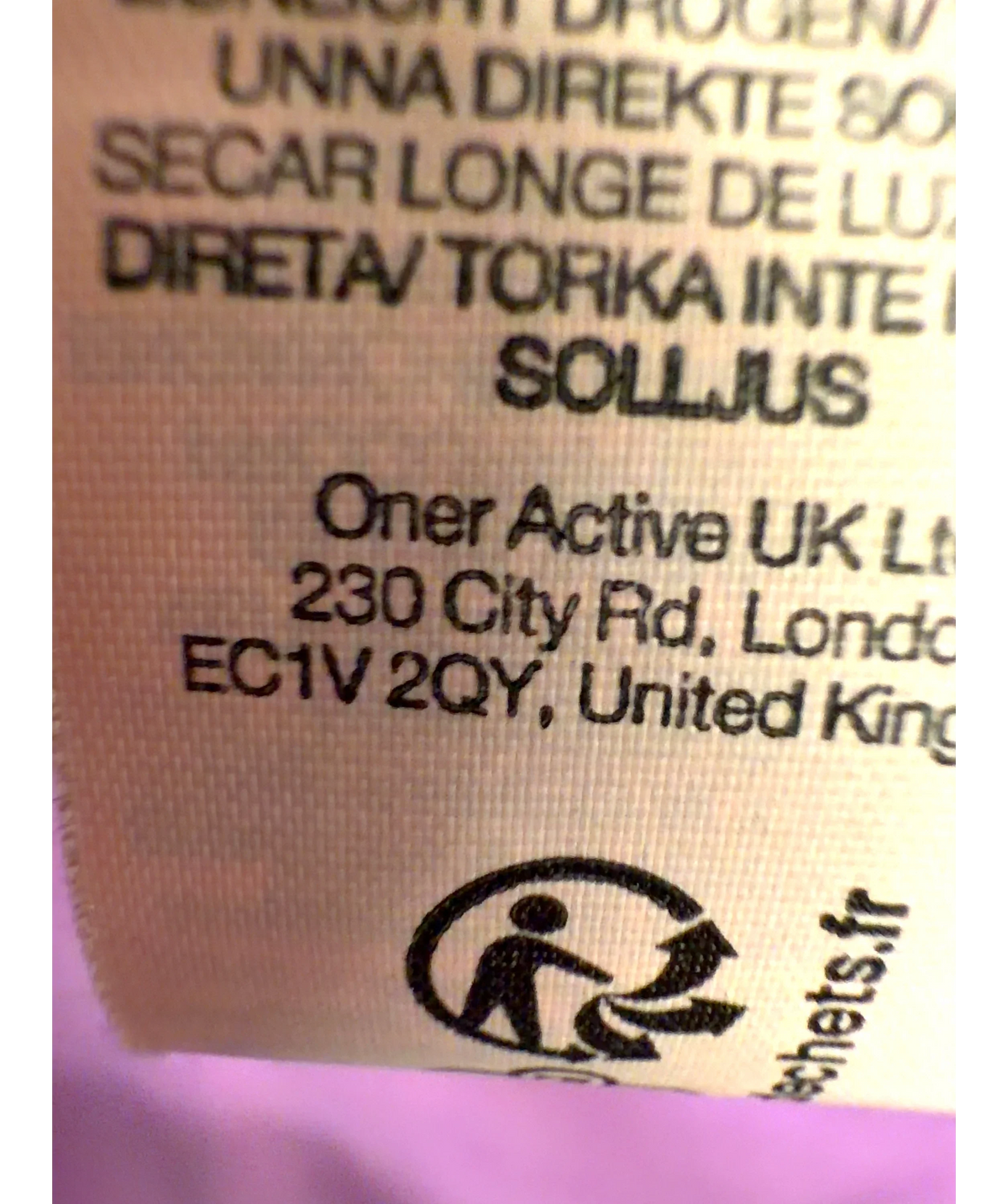 Oner Active Purple Colour, size UK M — detail