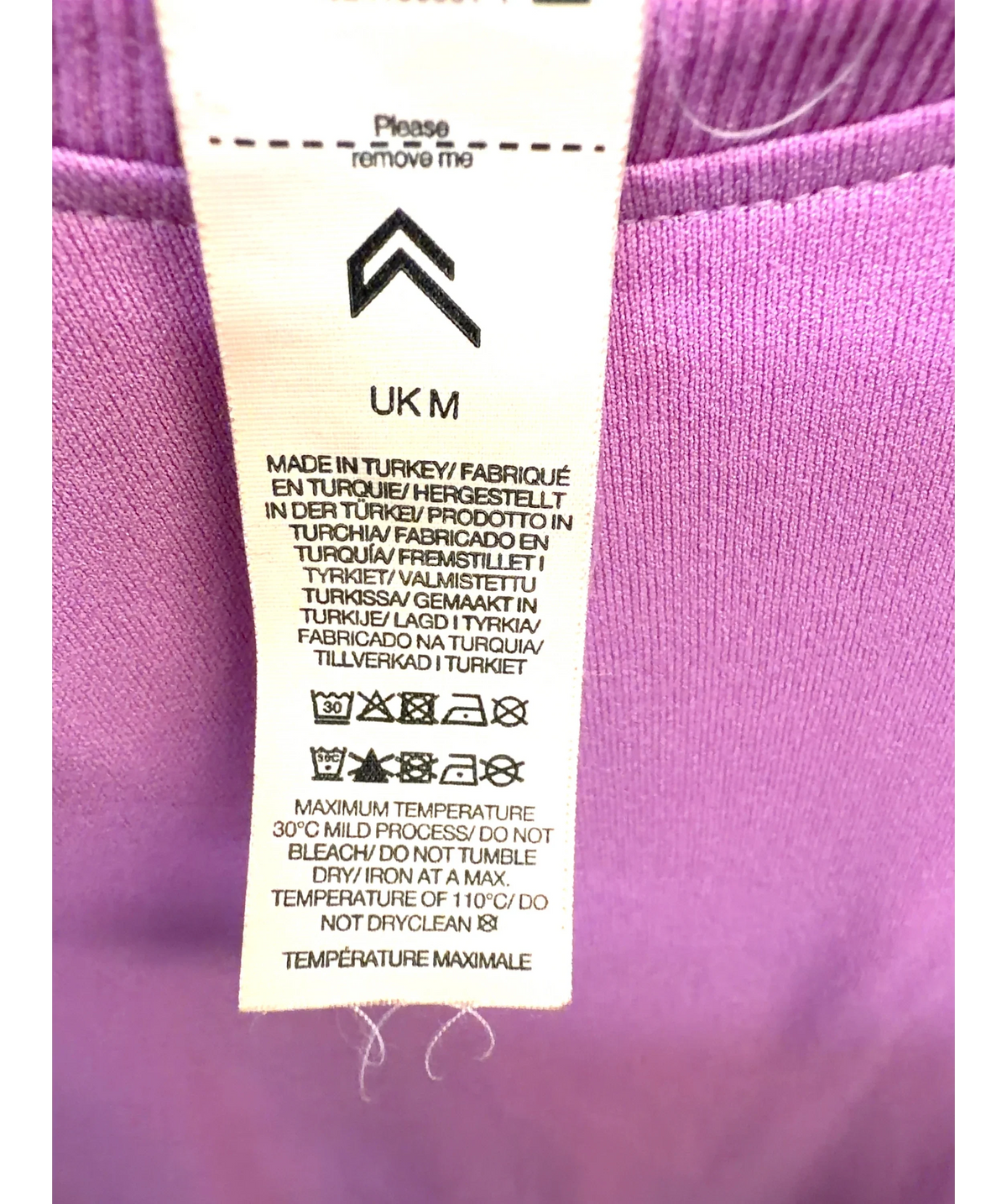Oner Active Purple Colour, size UK M — care label