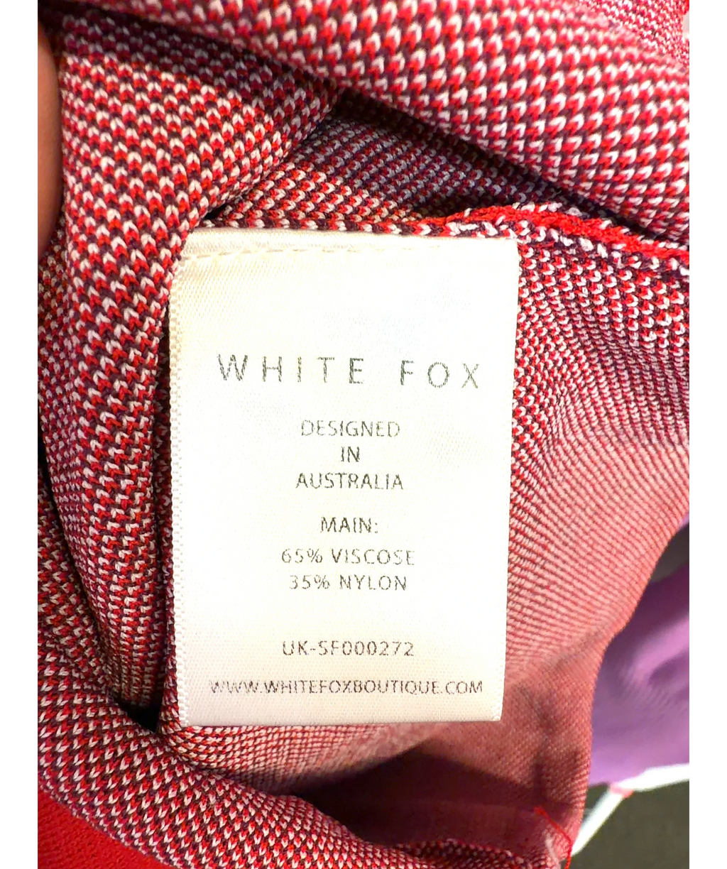 WHITE FOX Red Sol Ibiza, size UK S — label