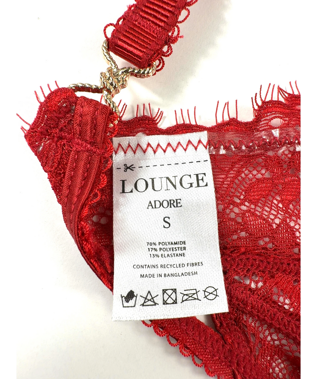 LOUNGE Red Adore G-String, size UK S — label
