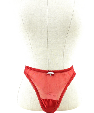 LOUNGE Red Satin Bow Thong UK M