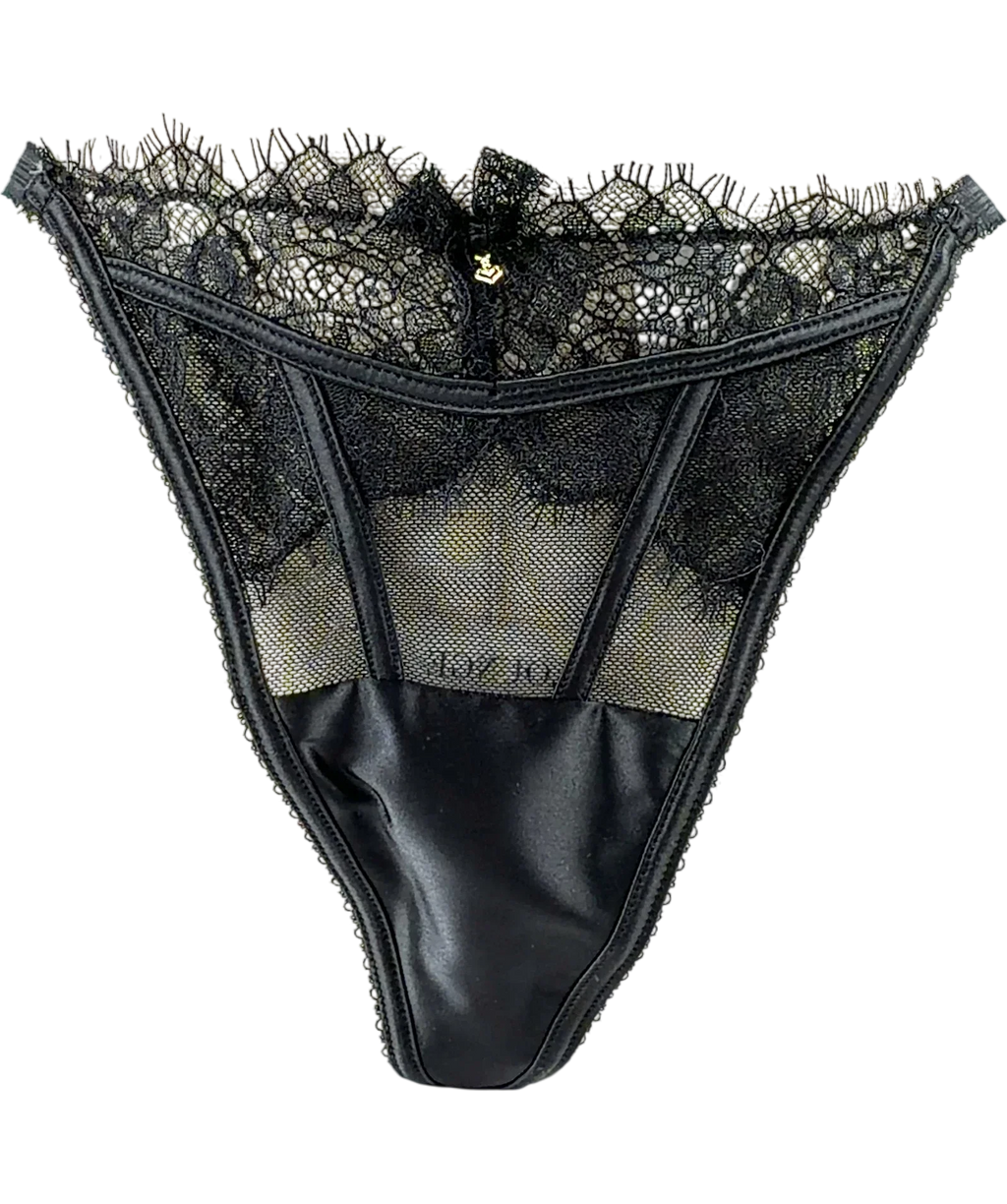 LOUNGE Black Zendaya Lace Thong, size UK M — front