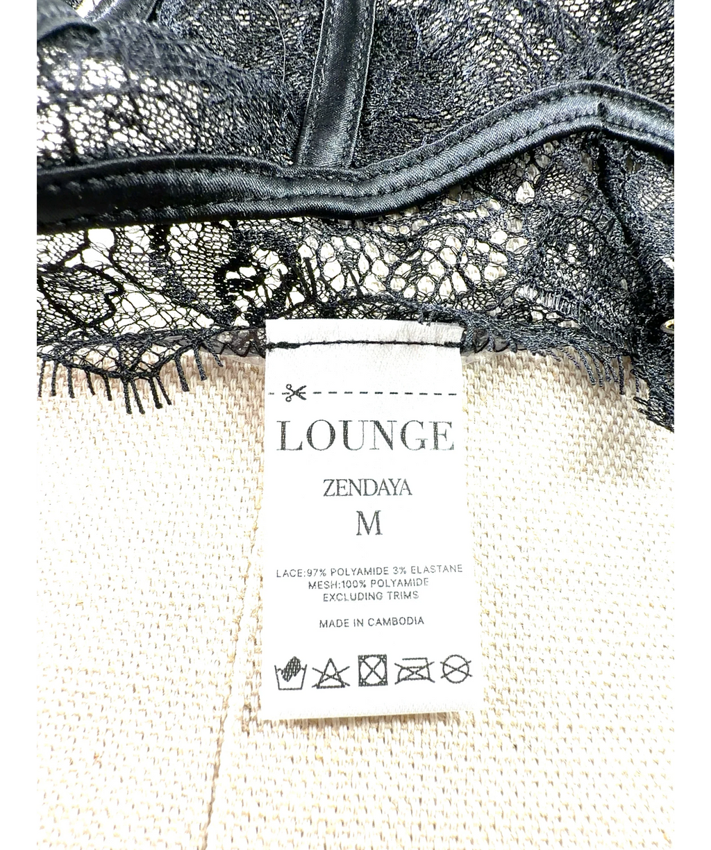 LOUNGE Black Zendaya Lace Thong, size UK M — care label