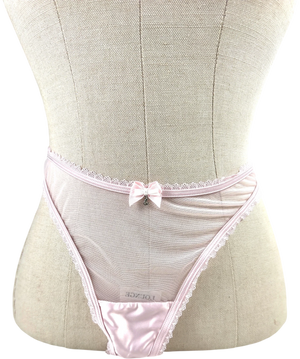 Lounge Satin Bow G-String Pink UK M