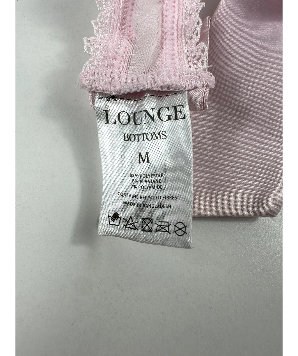 LOUNGE Pink Satin Bow G-String, size UK M — care label