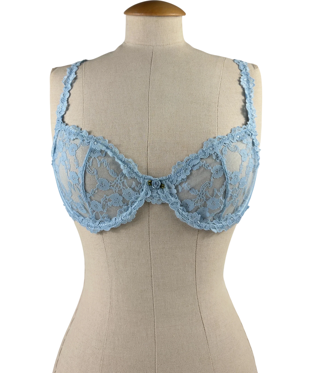 WHITE FOX Blue Cupids Call Lingerie Set, size UK M — front