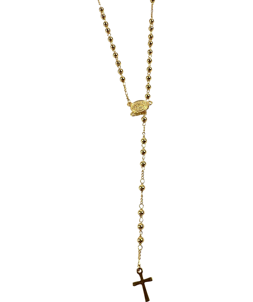 Lovisa gold gold-plated rosary-style long necklace — back
