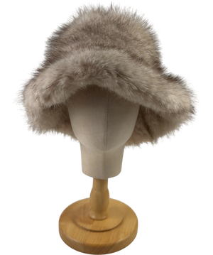Zara Beige And Brown Faux Fur Bucket Hat UK M