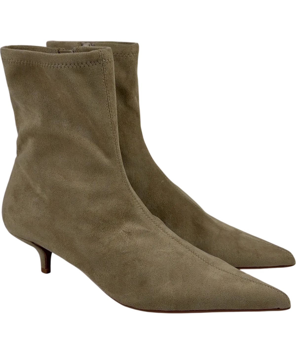 River Island Beige faux suede kitten heel boot, size UK 6 EU 39 👠 — front