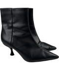 M&S Black Wide Fit Black Leather Pointed Toe Ankle Boots with Insolia, size UK 5 EU 38 👠 — front