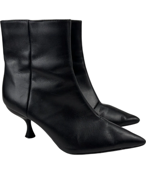 M&S Wide Fit Leather Pointed Toe Ankle Boots UK 5