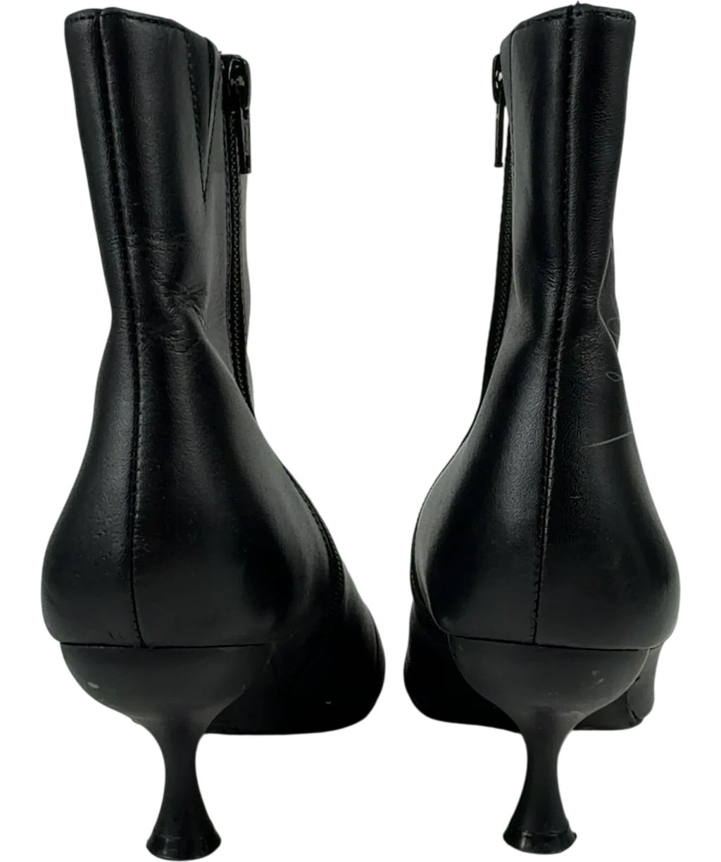 M&S Black Wide Fit Black Leather Pointed Toe Ankle Boots with Insolia, size UK 5 EU 38 👠 — back