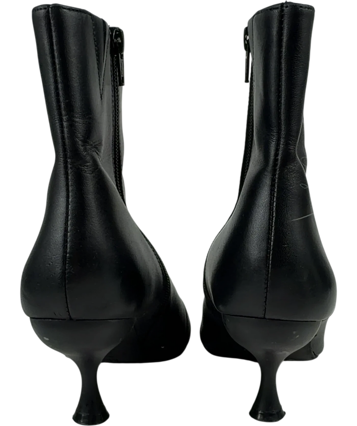 M&S Black Wide Fit Black Leather Pointed Toe Ankle Boots with Insolia, size UK 5 EU 38 👠 — back