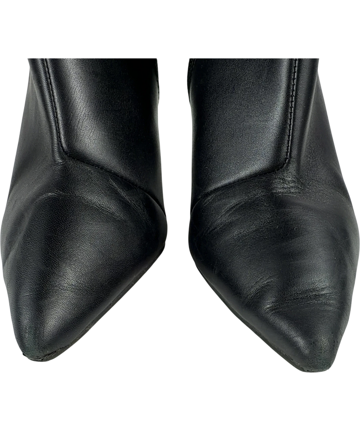 M&S Black Wide Fit Black Leather Pointed Toe Ankle Boots with Insolia, size UK 5 EU 38 👠 — detail