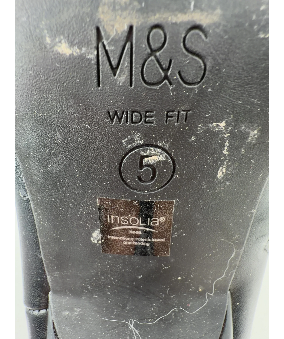 M&S Black Wide Fit Black Leather Pointed Toe Ankle Boots with Insolia, size UK 5 EU 38 👠 — care label