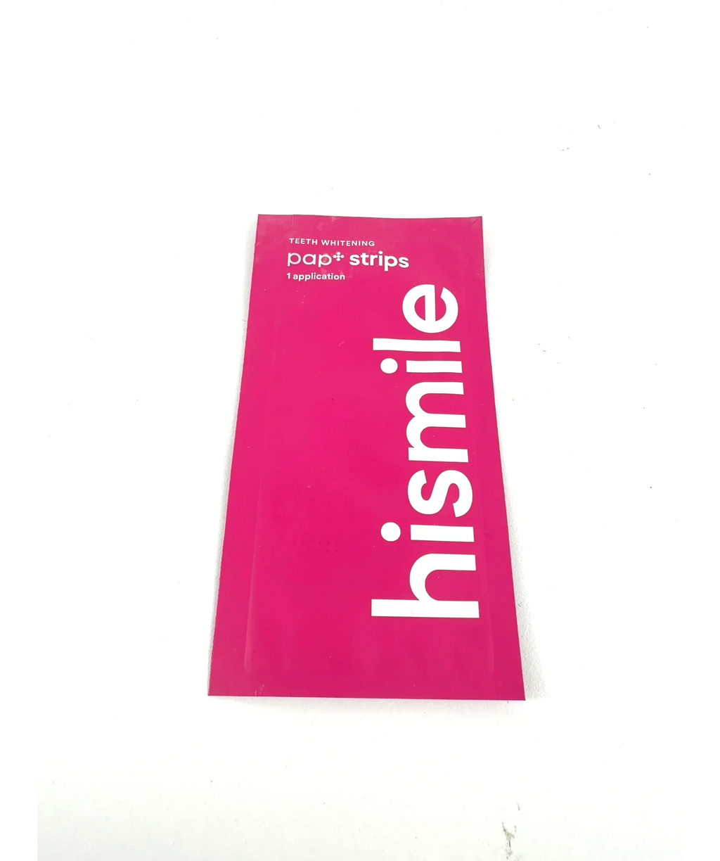 Hismile PAP+ Teeth Whitening Strips single application sachet, size x1 — care label