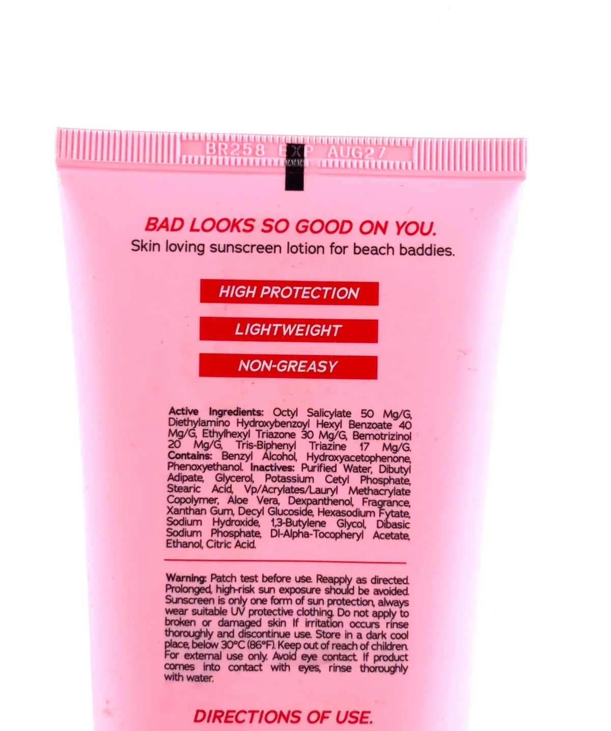 BADDEST Baddie Sunscreen SPF50+, size 150ml — detail