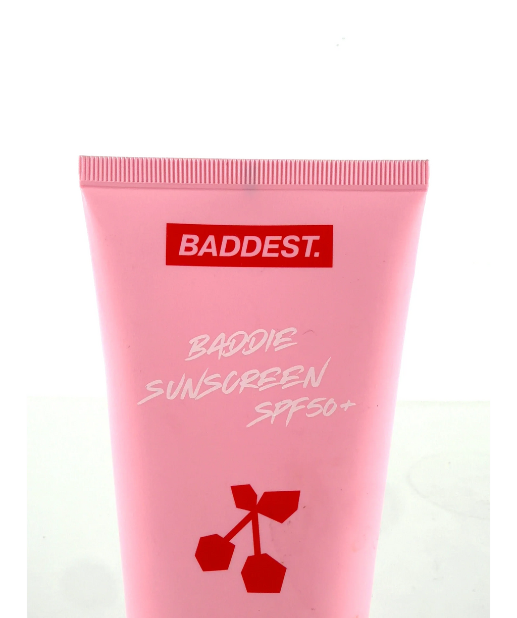 BADDEST Baddie Sunscreen SPF50+, size 150ml — label