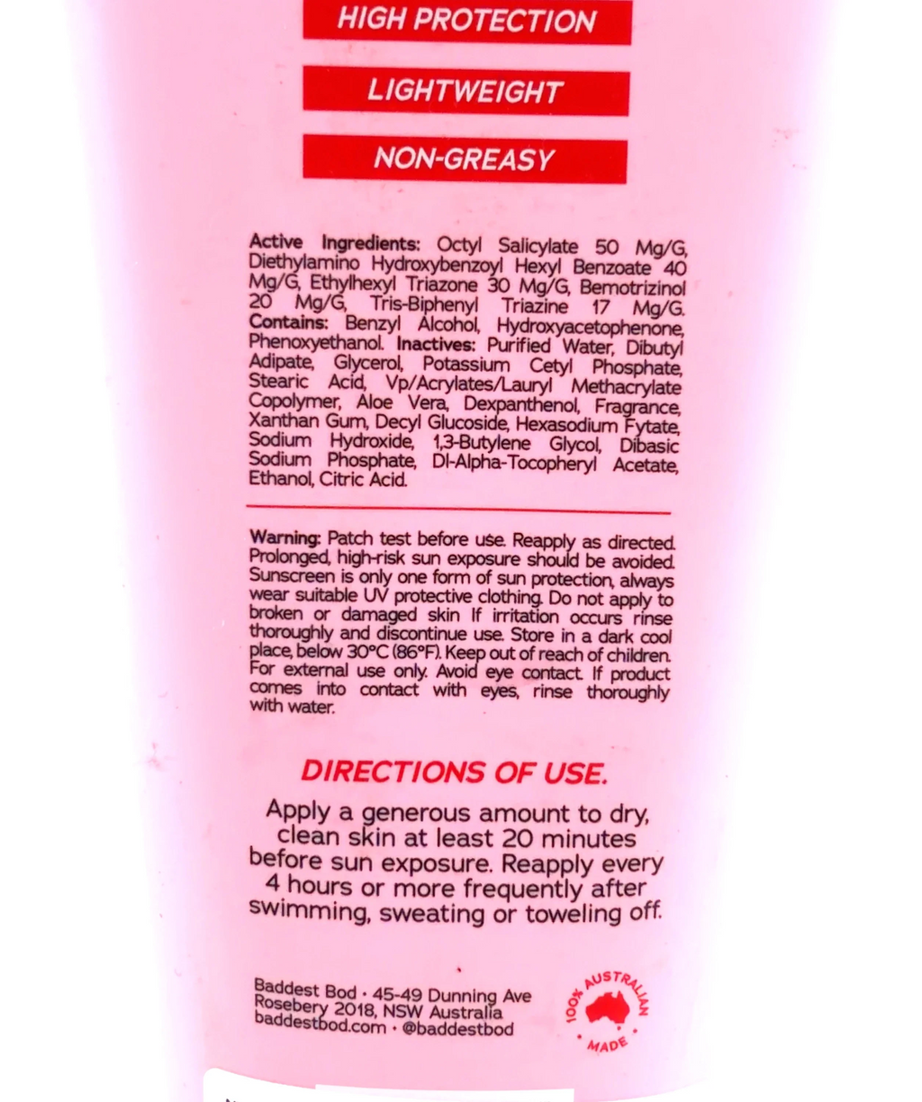 BADDEST Baddie Sunscreen SPF50+, size 150ml — fabric detail