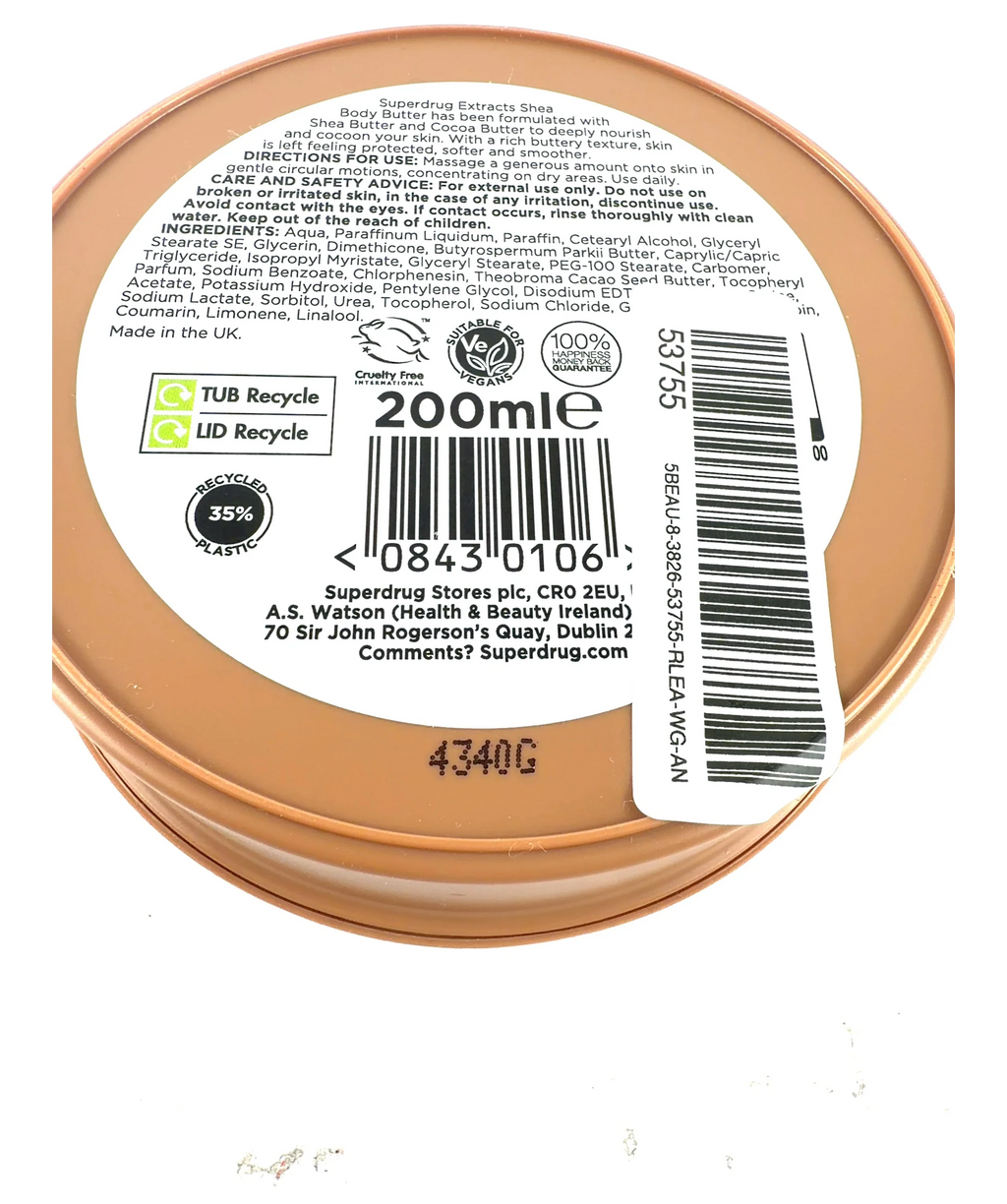 Superdrug Extracts Shea Body Butter 200ml, size 200ml — detail