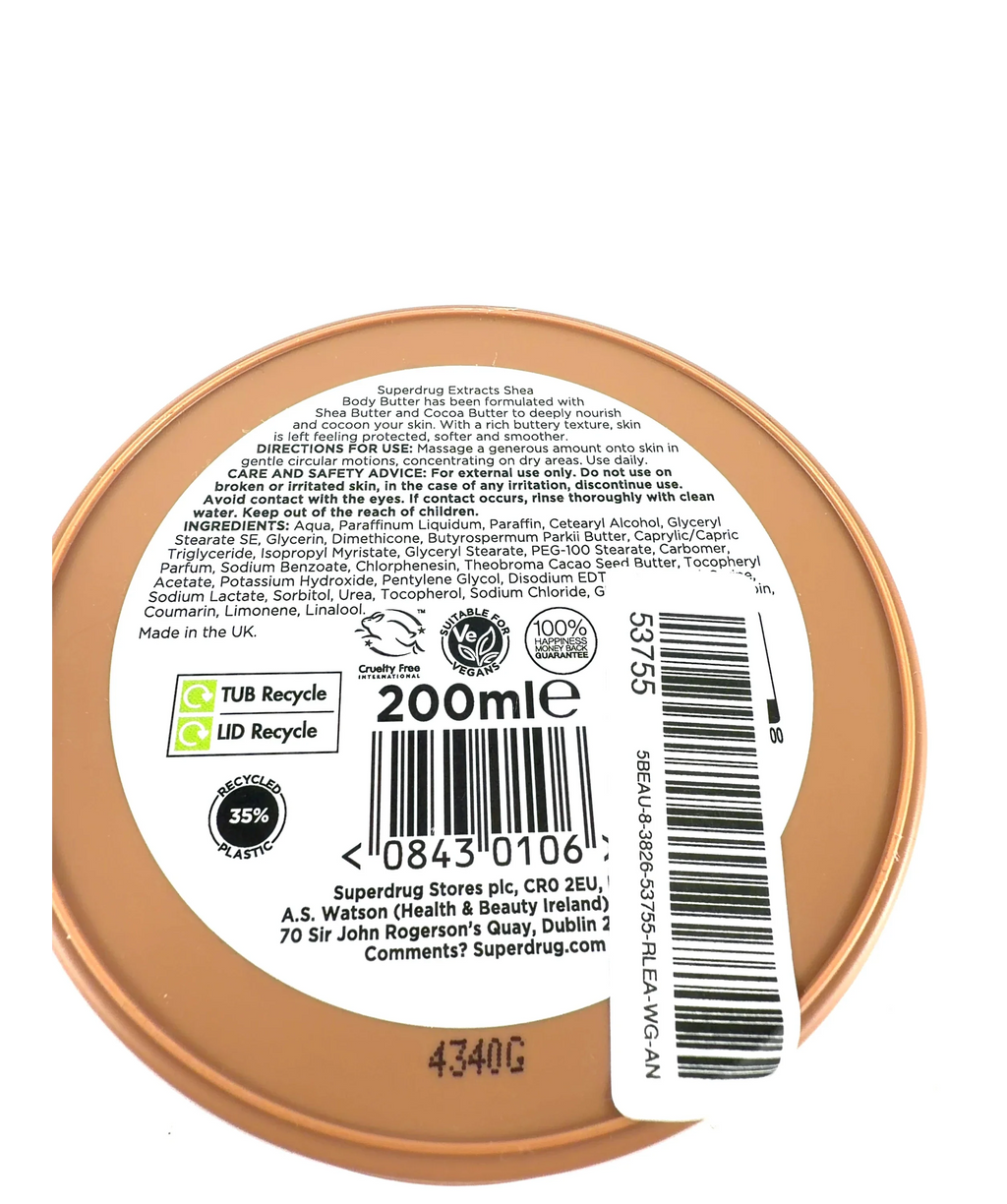 Superdrug Extracts Shea Body Butter 200ml, size 200ml — fabric detail