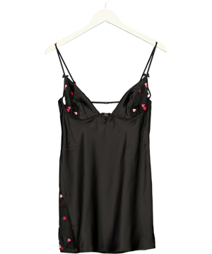 Lounge Black Lace Heart Embroidered Slip Dress UK M