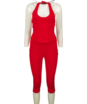 Mars the Label The Sandra Capri Corset Jumpsuit Red UK 10