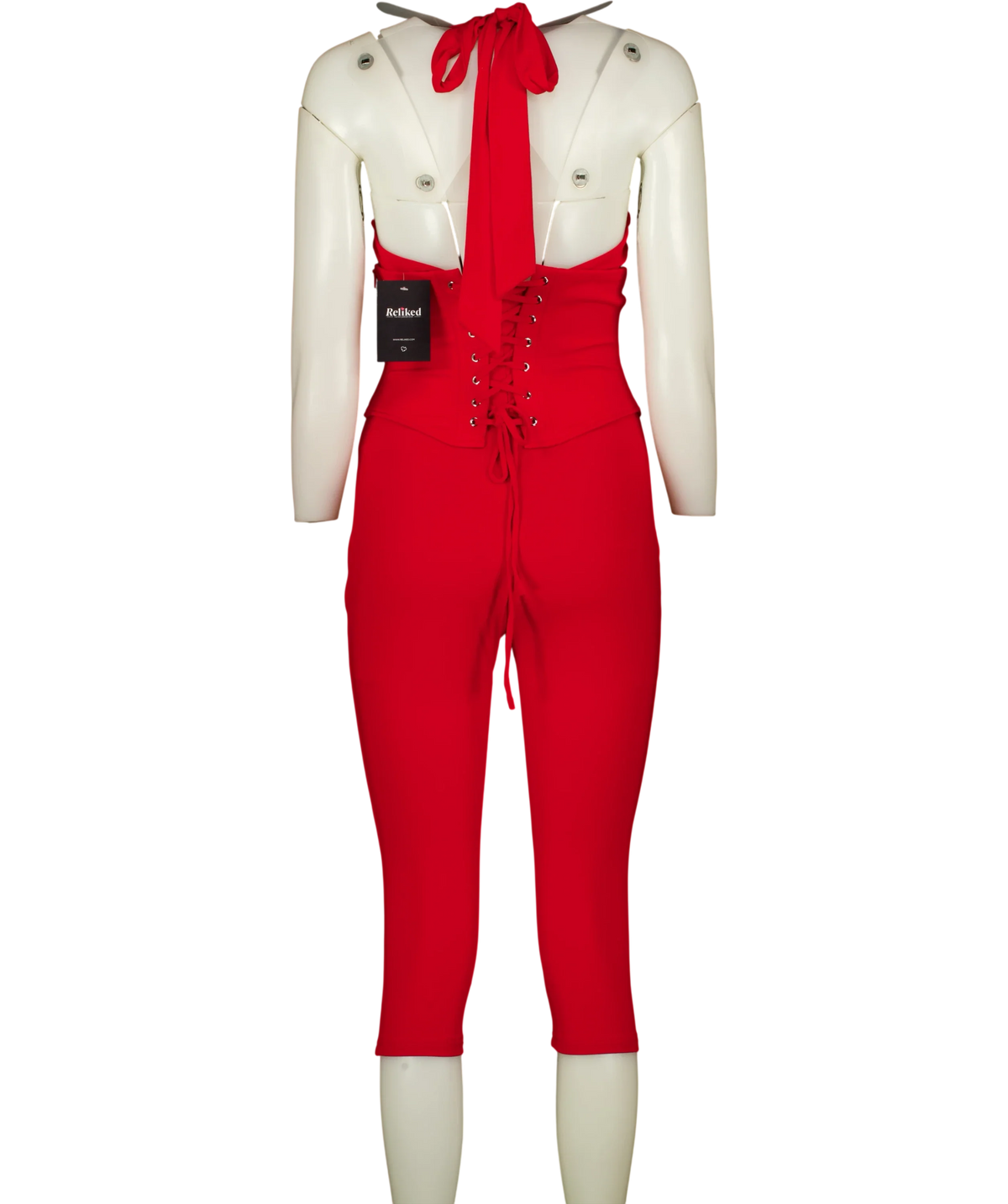 Mars the Label Red The Sandra Capri Jumpsuit, size UK 10 — back