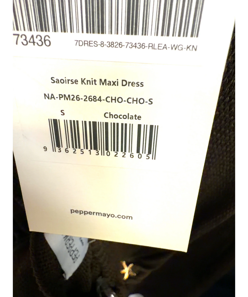 Peppermayo Brown Saoirse Knit Maxi Dress, size UK S — label